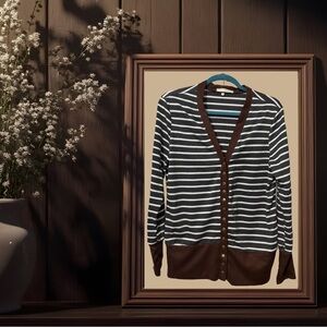 BOGO! Striped Cardigan with Brass Snaps